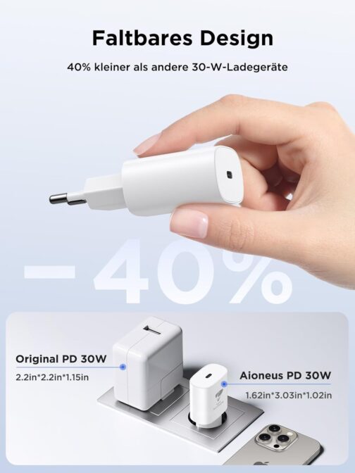iPhone Charger, 25W USB C Charger for iPhone 15, PD 3.0 Power Adapter Plug Charging Adapter Charging Plug Quick Charger USB C Power Supply for iPhone 16/16 Pro/16 Pro Max/15/14 13 12 11, iPad, Samsung – Bild 5
