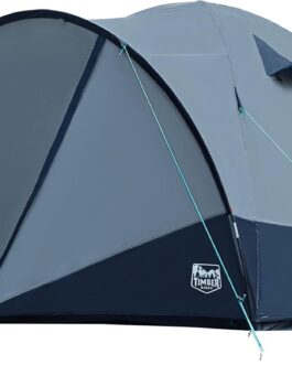 TIMBER RIDGE Tent 4 Person Standing Height 190 cm Camping Tent Waterproof with Awning Ventilation Hats Family Tent Dome Tent for Outdoor Travel Trekking Garden Festival