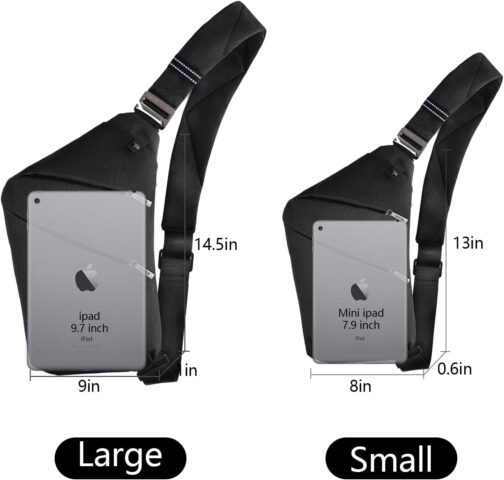 OSOCE Sling Chest Bag Cross Body Shoulder Backpack Anti Theft Travel Bags Daypack for Men Women B13-007 (Black) – Bild 3