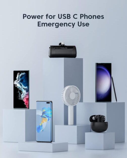 Kuulaa Power Bank USB C 4500 mAh, Mini External Battery, Fast Charging USB C Power Bank without Cable, Small But Strong Mobile Phone Portable Chargers Compatible with Samsung, Huawei, USB C Mobile – Bild 6