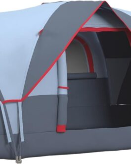 Outsunny Campingzelt für 5-6 Personen stabil wasserdicht Familienzelt mit Eingang Fenster Packtasche, Zelt mit 3000mm Wassersäule Tunnelzelt Kuppelzelt für Camping Reise Garten