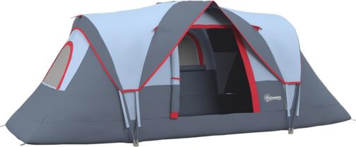 Outsunny Campingzelt für 5-6 Personen stabil wasserdicht Familienzelt mit Eingang Fenster Packtasche, Zelt mit 3000mm Wassersäule Tunnelzelt Kuppelzelt für Camping Reise Garten