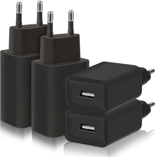 4 Pack 5W Charger USB Power Supply Plug Adapter, 1A/5V Charging Plug USB Socket Power Plug Compatible with iPhone Samsung Huawei Xiaomi Oppo (Black)