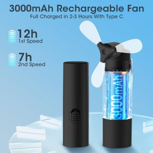 Kukiwhy Handheld Fan, Portable Mini Fan, Small Fan, Rechargeable USB Fan, Battery, Rechargeable, Foldable Hand Fans for Travel, Office, Home, Outdoor, Gifts for Women and Men – Bild 3