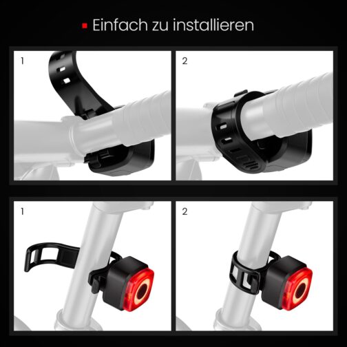 OnMeto Bicycle Light Set, IPX5 Waterproof Front Bicycle Lamp Rear Light Set, USB Type-C Rechargeable Bicycle Light Set for Bicycle – Bild 6