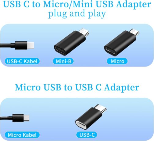 YRIKE USB C Adapter (Pack of 6), USB C to Mini USB Adapter, Micro USB to USB C Adapter, Compatible with Laptops, LG, Mobile Phones etc – Bild 4
