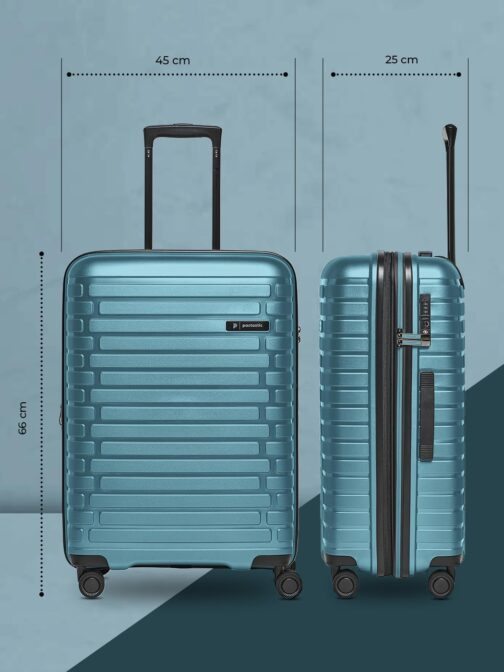 Pactastic Collection 04 + BC, Ice-blue metallic, Hard shell trolley with swivel castors – Bild 2