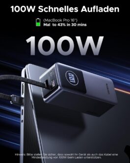 UGREEN Nexode Laptop Power Bank 20000 mAh 130 W Super Fast Charge, PD 3.0 Integrated USB C Cable, 1 USB-A Port, 1 USB-C Port Compatible with iPhone 16/15 Series, Galaxy S25, MacBook and More