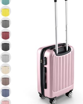 Easy Move ABS Hard Case – Ergonomic & Safe – Trolley Suitcase with 360° Wheels, Number Lock – Trolley Suitcase, Travel Suitcase, Pink, Hard shell with 360° double wheels