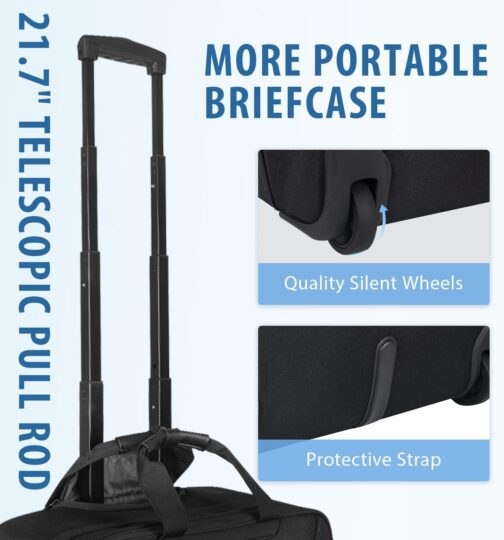 EMPSIGN Bussiness Trolley Laptop Bag with Wheels, Rolling Laptop Case with Wheels Up to 17.3 Inch Laptop Waterproof Briefcase for Business/Commuting/Travel/School, Black – Bild 4