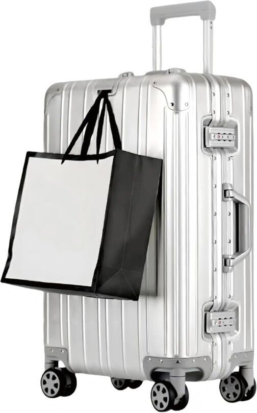 Aluminium Travel Suitcase, Hard Shell Suitcase with TSA Lock, 4 Wheels Spinner, Telescopic Handle, Cabin Size, silver, S, simple