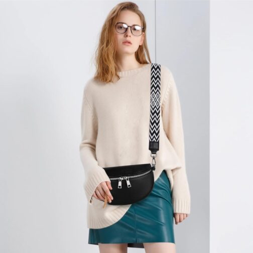 TANTOMI Umhängetasche Damen Bauchtasche Damen PU Leder, Crossbody Bag Damen Breiter Gurt, Damen-Umhängetaschen Bauchtasche Damen Stylisch, Gürteltasche Damen Elegante – Bild 8