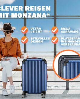 Suitcase Luggage Set with Wheels Set of 3 Silver Hardcase Travel Bags – 89 68 36 Litres