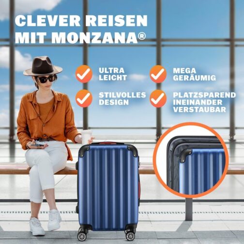 Suitcase Luggage Set with Wheels Set of 3 Silver Hardcase Travel Bags - 89 68 36 Litres – Bild 2