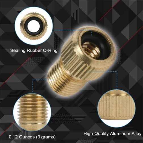 Flintronic Brass Adapter, Pack of 3 Bicycle Valve Adapters Made of Brass, Bicycle Car Valve Adapter, Valve Adapter Bicycle Car Valve with Sealing Ring – Bild 3