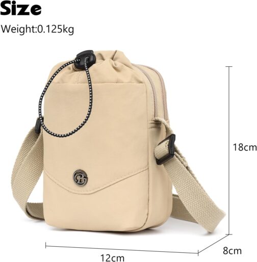 Myhozee Women's Handbag Nylon Shoulder Bag Small Mobile Phone Bag Men's Crossbody Bag Waterproof Bags with Drinking Cup Storage Bag and Adjustable Shoulder Strap – Bild 3
