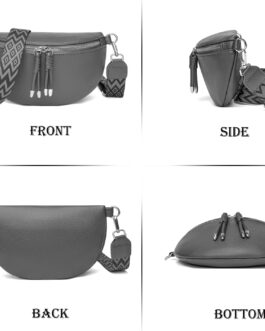 Atgbiem Shoulder Bag Women’s Bum Bag Women’s Stylish Crossbody Bag Women’s Wide Strap Dark Grey with Credit Card Holder