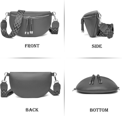 Atgbiem Shoulder Bag Women's Bum Bag Women's Stylish Crossbody Bag Women's Wide Strap Dark Grey with Credit Card Holder – Bild 2