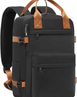 COOLIFE Hand Luggage Backpack for Ryanair 40 x 20 x 25 Travel Backpack Aeroplane 20L Small Hand Luggage Cabin Size Hand Luggage Bag with Laptop Compartment for Weekender Short Trip, black / brown,