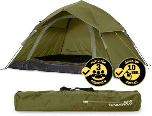 Lumaland Camping Zelt | Leichtes Pop Up Wurfzelt | 2-4 Personen Kuppelzelt | Trekking & Festival Igluzelt | Sekundenzelt Wasserdicht 210x190x110cm | Ideal auch als Strand Wind- & Sonnenschutz – Bild 8