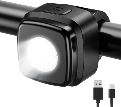 OnMeto Front Light for Bicycle, IPX5 Waterproof Scooter Light, Rechargeable USB Bicycle Headlight, Accessories for Road Bike, Mountain Bike, for Adults, Men, Women, Children