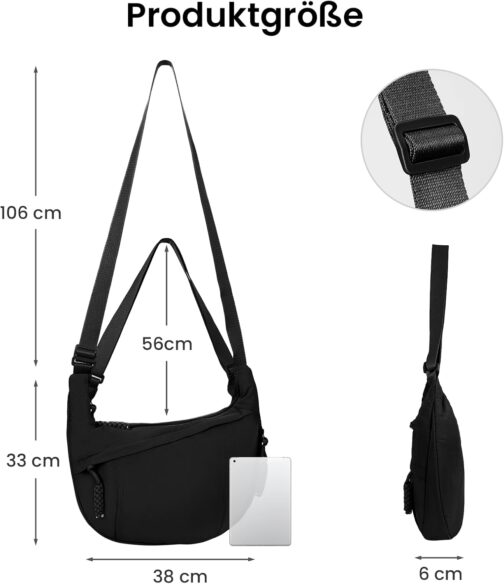 TIAASTAP Half Moon Shoulder Bag Nylon Large Crossbody Shoulder Bag Women Half Moon Slouchy Hobo Bag Bum Bag Women's Shoulder Bags – Bild 6