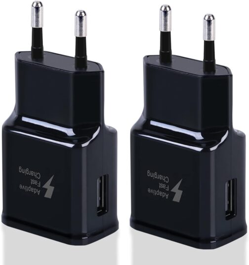 Pack of 2 USB Charger Plugs, Adaptive Fast Charger Power Supply Adapter for Samsung Galaxy S21 S20 S10 S7 S8 S9 Plus, Note 8/9, A13 A14 A15 A35 and Other Smartphones/Devices, Quick Charge