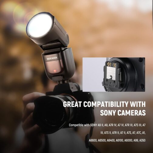 NEEWER Z1-S TTL Flash Speedlite Round Head Flash Light for Sony Cameras, 76Ws 2.4G 1/8000s HSS, 10 Levels LED Lamp, 2600 mAh Lithium Battery, 480 Shots with Full Power, Recycle in 1.5s Flash – Bild 7