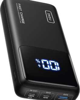 INIU Laptop Power Bank, 100 W 25000 mAh Power Bank, USB-C Input & Output, Small External Mobile Phone Batteries, Compatible with MacBook, Surface, iPad, Fire TV Stick, Camera, DJI, iPhone 16 15 14