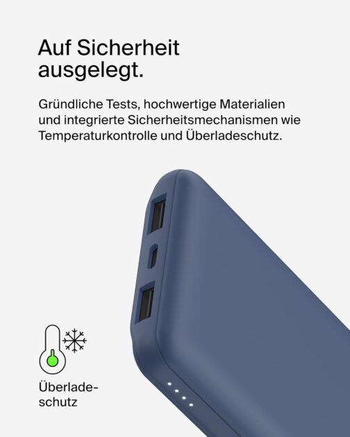 Belkin USB C Power Bank 10000mAh 1 USB-C Port and 2 USB-A Ports for Charging iPhone, AirPods, iPad, Android or Other Devices up to 15 W) - Blue – Bild 8