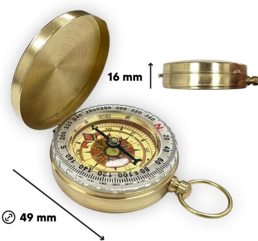 polar-effekt Gold Metal Compass with Engraving - Gift Idea for Birthday - for Outdoor Lovers - Portable Hiking Compass – Bild 9
