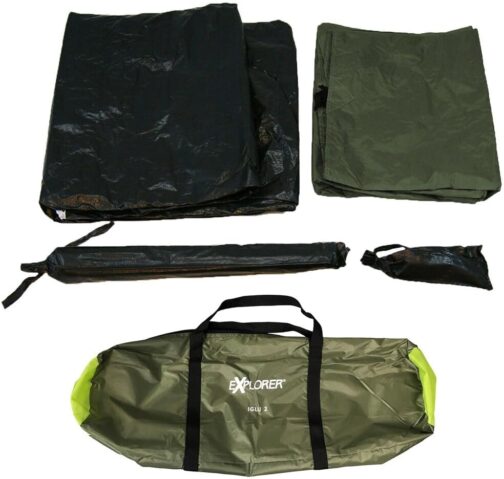 EXPLORER Zelt Iglu 2 & 3 Doppeldach Kuppelzelt mit Vordach Igluzelt 2-4 Personen 2000 mm Wassersäule wettergeschützter Eingang Outdoor Wandern Familie Camping – Bild 8