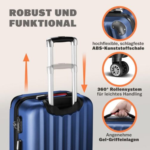 Suitcase Luggage Set with Wheels Set of 3 Silver Hardcase Travel Bags - 89 68 36 Litres – Bild 3