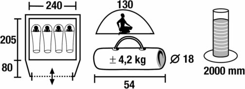 High Peak Nevada 4 Dome Tent with Vestibule, Camping Tent for 4 Persons, Double Wall, Waterproof, Ventilation System, Weather Protected Entrance, Mosquito Protection – Bild 3