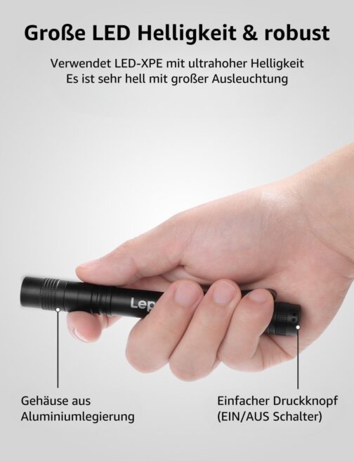 Lepro Torch, Mini LED Torch, IPX4 Waterproof Pen Torch, 3 Modes Handheld Torch Small, Pen Lamp Perfect for Inspection, Work, Repair (Pack of 2) – Bild 4
