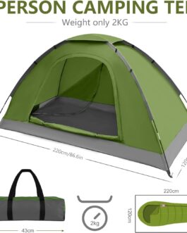 1 Personen Camping Zelt – Leicht Kuppel Campingzelt Rucksackzelt mit Anti Moskito Klarsicht Fenster Bildschirm 3000 mm Wasserdicht, Einfache Installation für Camping Outdoor Wandern