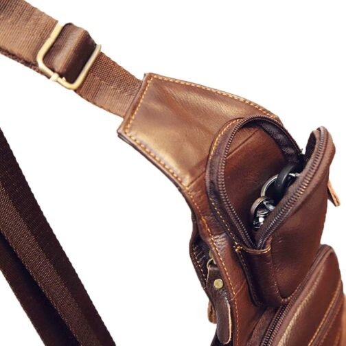 Xieben Leather Shoulder Bag Sling Chest Bag Crossbody Pack for Men Women – Bild 5