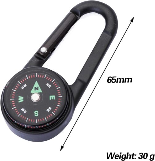 Compass with Carabiner Hook + Thermometer, Multifunctional Portable Metal Carabiner for Camping, Hiking, Travel, 3-in-1 Compass – Bild 4