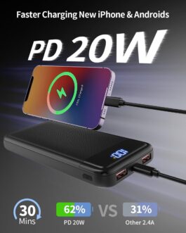 Power Bank 13800 mAh, 22.5 W Power Bank, External Mobile Phone Battery, Quick Charging, USB C Input & Output with LED Display, PD3.0 QC4.0 Portable Charger Compatible with iPhone 16 15 14 13 12 Pro
