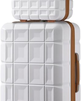 KONO Luggage Sets Suitcase Set 2-Piece Hand Luggage Suitcase with Beauty Case, White