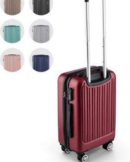 Easy Move ABS Hard Case – Ergonomic & Safe – Trolley Suitcase with 360° Wheels, Number Lock – Trolley Suitcase, Travel Suitcase, weinrot, Hard shell with 360° double wheels