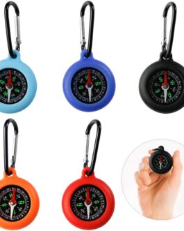 Glamifyr Pack of 5 Compass Children, Outdoor Bushcraft Compass with Carabiner Hook, Life Compass Keyring, Portable for Camping and Outdoor Activities, Gifts Children’s Compass