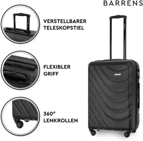 BARRENS Suitcase | ABS Material | Cipher Lock | Flexible Handle | 360 Degree Wheels |, black, Hard shell – Bild 4