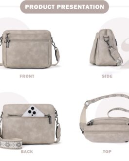 MUIIKOLA Shoulder bag ladies, shoulder bag women’s medium size bag women’s shoulder bag, shoulder bag women’s leather, soft wide strap, B-beige grey, Fashionable