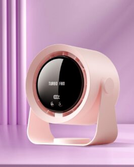 Refluxe Table Fan: USB Rechargeable Quiet Table Fan with 5400mAh Battery & LED Display, Stepless Speed Control, 90° Swivel & Hanging for Office, Bedroom, Dorm