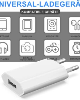 USB Power Plug, (2 Pack) Charger for iPhone, Samsung, Xiaomi, Sony, LG Smartphones, iWatch, Cameras, Tablets, MP3 etc, Universal 5V1A USB Power Adapter