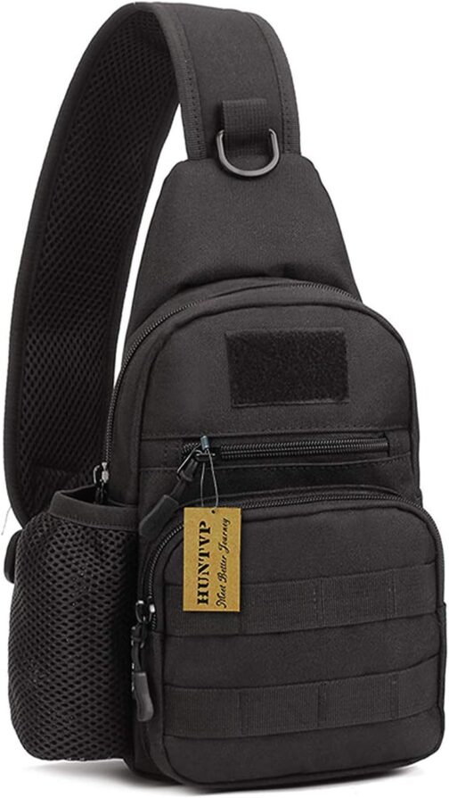 HUNTVP Chest Bag Men's Military Sling Bag Men's Tactical Crossbody Bag Shoulder Bag Molle Shoulder Bag Mini Single Strap Backpack for Travel Hiking Camping