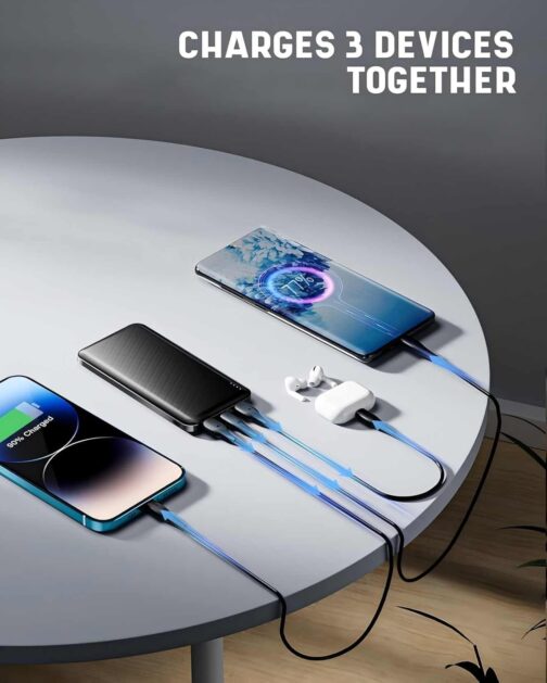 Power Bank, 10000 mAh Power Bank, External Battery USB C Fast Outputs (3.0A), 2 USB Outputs, External Mobile Phone Batteries, Compatible with iPhone, iPad, AirPods, Samsung, Huawei, etc – Bild 7