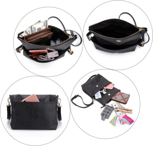 Gladdon Women's Shoulder Bag, Shoulder Bag with Zip, Crossbody Bag, Leather Handbag, Small, Daypack, black, Retro – Bild 4