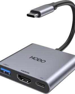 HODO USB C HDMI Adapter, USBC Digital AV Multiport Hub with 4K HDMI, USB 3.0, Type-C 100W PD for iPad/MacBook/Samsung S24/Surface/HP